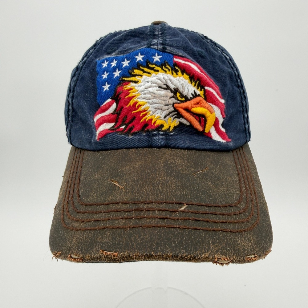 KBETHOS Baseball Cap American Flag Eagle Distressed OS Navy Blue Brown